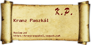 Kranz Paszkál névjegykártya